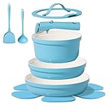 CAROTE 9pcs Pots and Pans Set,Ceramic Cookware Sets Non Stick with Detachable Handle, Induction Kitchen Pots and Pans,RV Cooking Set, Oven/Dishwasher/Fridge Safe, Space Saving
