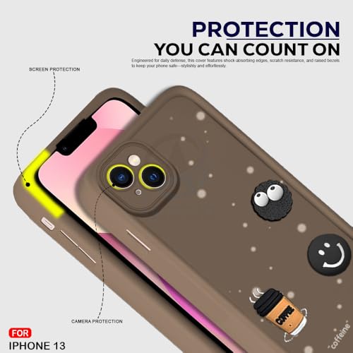 Image of AESTMO Back Case Cover for iPhone 13 /14 Back Cover | Cute Fun Cartoon 3D Ball | Coffee Silicone Case | Full Body Protection | Camera Protection Back Cover for iPhone 13 /14 (Brown)