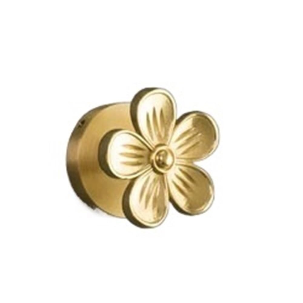 Mohuied One Color Brass Robe Hooks Solid Brass Wall Mounted Hooks For Hanging Coat Bags Keys Racks Leaf Flower Design Clothes Hangers For Hanging Coat Robe Keys Clothes Bags(Flower)