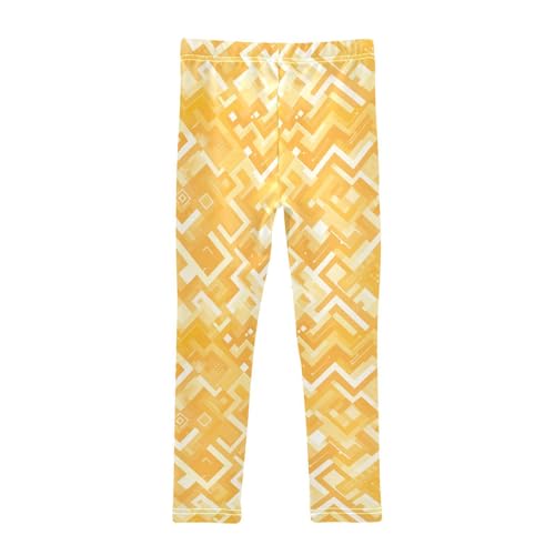 KLL Fashion Zigzag Pattern Yellow Toddler Girl Leggings Comfortable Full Length Pants Exercise2