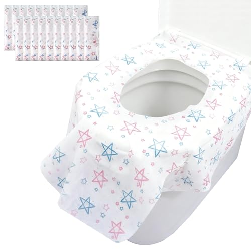 Sudnsadaks 20 Piezas Protector WC Desechable, Juegos de Fundas Inodoro Desechables WC de Impermeable Asiento de Inodoro Desechable Telas No Tejidas para Baños Públicos de Viaje de Hotel