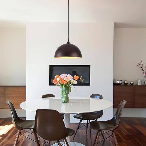 Image of 12 inch Black Dome Pendant Light, Modern Farmhouse Pendant Light, Large Pendant Lamp for Kitchen Island Dining Room Bedroom Hallway Foyer (Bulb Not Include)