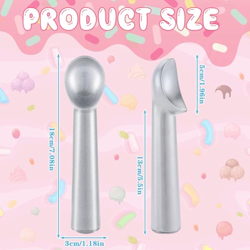 Gejoy 8 Pcs Ice Cream Scoops Bulk, 7 Inch Nonstick Anti Freeze Ice Cream Scooper Aluminum Design Dessert Spoon for Gelatos Frozen Yogurt Fruit Sundaes Sorbet Almond Cookie Dough(Silver)