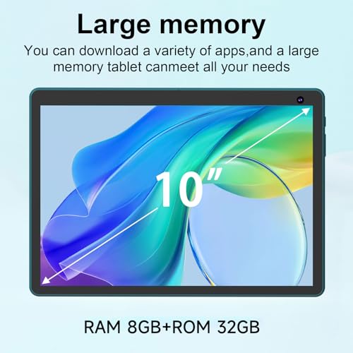 Image of Android 15 Tablet 10 inch, 2 in 1 Tablets with Keyboard Case Mouse Stylus, 8GB RAM 32GB ROM 1TB Expand, Quad Core Processor Tablet, WiFi, BT, 1280x800 HD Screen, 6000mAh, Dual Camera, GMS, Widevine L1