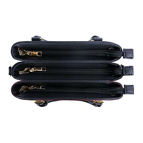 Image of KKXIU Women Satchel Bags Handle Shoulder Handbags and Purses Pockets Zipper Leather Crossbody Bags