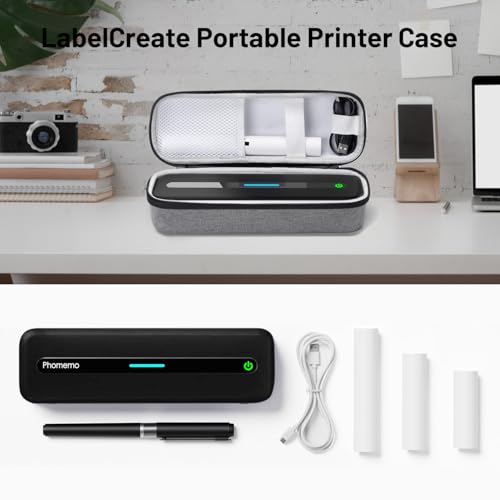 Image of M833 protable printer case, Storage Bag Compatible with Memoking, Memoquneen, Itari, COLORWING, Phomemo M832 /M833 /M834 /M835 Printer, Portable Bag Lightweight for Travel, Grey