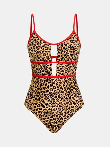 Image of CUPSHE Women's Scoop Neck One Piece Cutout Monokini Swimsuit | Back Self Tie,Soft Removable Cups,Adjustable Straps ,Flattering Bathing Suit For Vacation And Beach