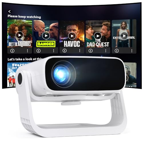 Image of Wielio Smart Projector with WiFi 6 and Bluetooth Built-in Apps - 4K Support Portable Bedroom Mini Projector Native 1080P , 2025 New Auto Keystone & Zoom Home Theater Cinema Movie Proyector, 120° Stand