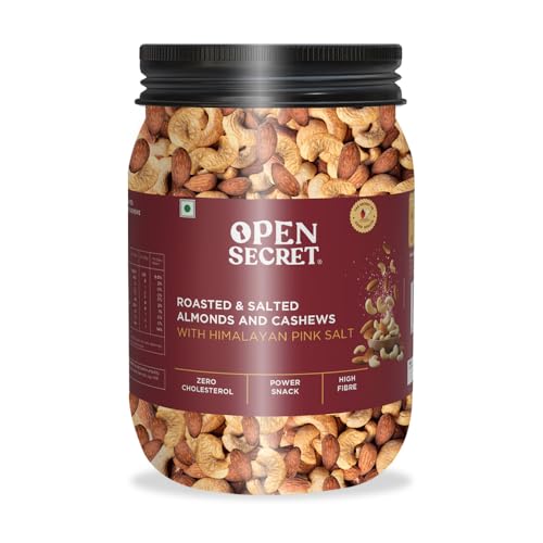 Image of Open Secret Salted Cashew and Almonds | Healthy Snacks Dry Fruits Mix | 1 Kg (Reusable Jar) (Pack of 3)