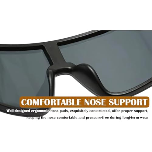 Image of Windproof Wraparound Shield Sports Sunglasses for Men Women Stylish | UV Protected Durable Mirrored Cricket Driving Cycling Riding Goggles | Anti Glare Cooling Shades