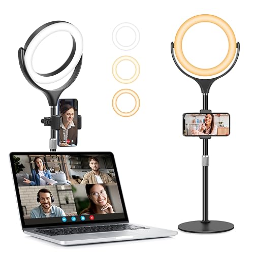 Image of 8 inch Desk Ring Light with Stand for for Video Conference,Adjustable Zoom Lighting for Computer, Circle Light for Video Recording, Video Calls, Online Class, Live Streaming, Podcast
