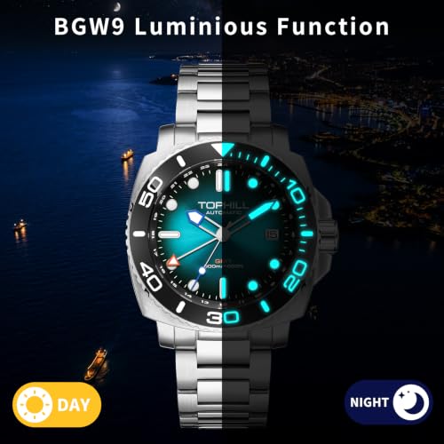Image of TOPHILL Men Watches Automatic Mechanical Watches - Dive, GMT, Chronograph & Dress Styles | 316L Stainless Steel, Sapphire Crystal, Ceramic Bezel | 5ATM-300M Waterproof with Super Luminous | Classic Business & Sport Casual