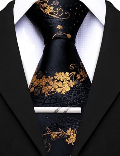 Image of Barry.Wang Mens 6 PCS Ties Silk Striped Paisley Check Necktie Silky Woven Wedding Business Party Ties