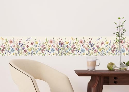 AG Design Bordure Autocollante Flore Sauvage À L'Aquarelle, AWB 8458 | Décoration Étanche pour Murs, Meubles, Papiers Peints, Revêtements Muraux et Portes, Film, Étanche | 500 cm x 13.8 cm – vue 2