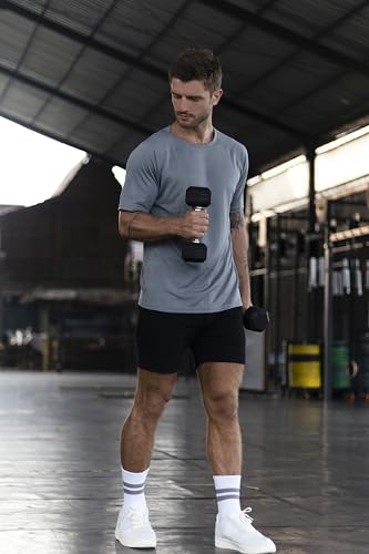 CIMIC 5er Pack Sport Tshirts Herren Funktionsshirt Sportshirt Herren Kurzarm T Shirt Atmungsaktive Trainingsshirt Männer Fitness Gym Laufshirt Wandershirt Men Set 510 Black Grey Green Navy Blue L
