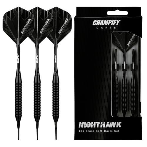 Champify® 18g Brass Soft-Darts Set “Nighthawk” mit...