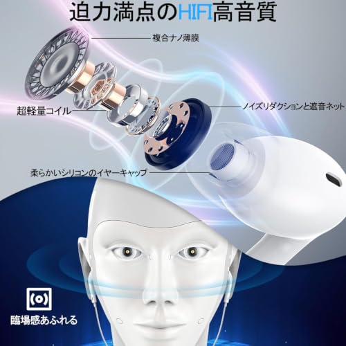 Image of BIGASUO Earphones, HiFi Sound Quality, Calling, Wired Earphones, 3.5mm Jack, Volume Adjustment, Deep Bass, No Delay, Remote Control, Clear Calls, Noise-Free, in-Ear (Pearl White)