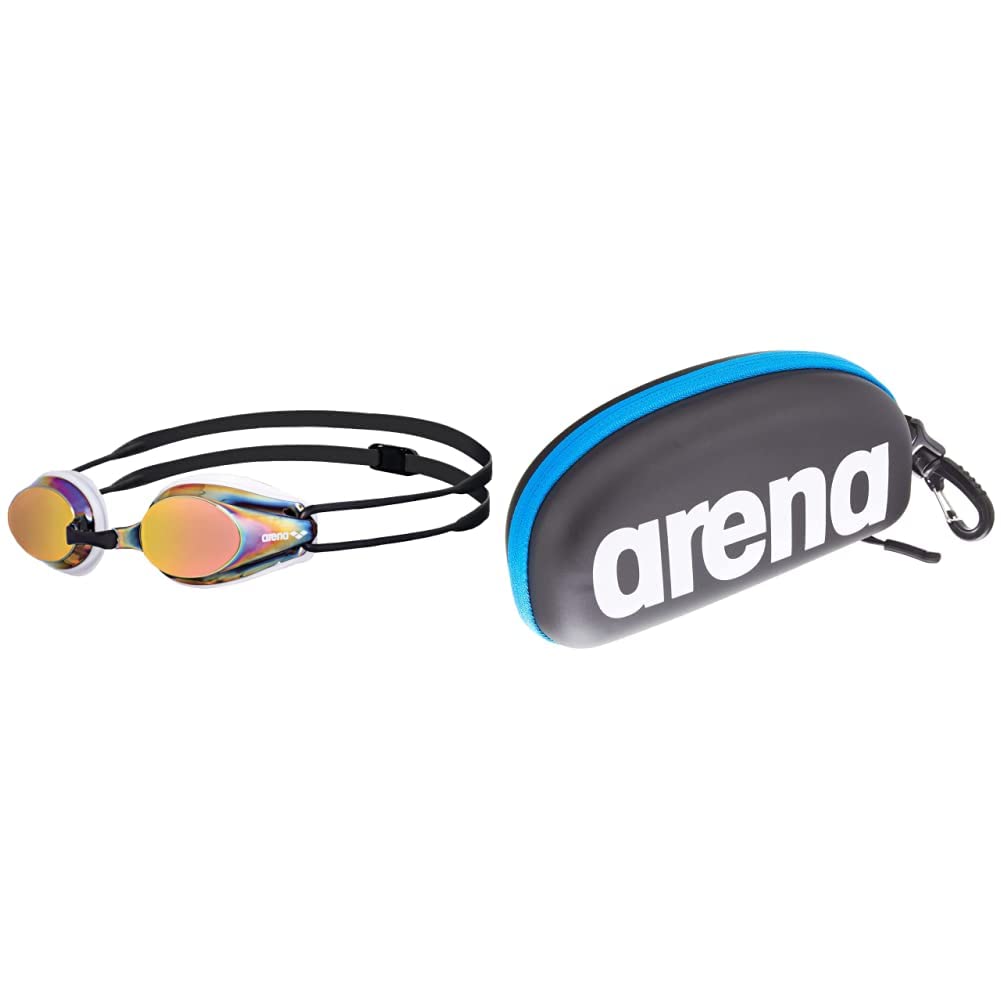 ARENAUnisex Racing Goggles Tracks Mirror Swimming, White-redcopper-Black, one size