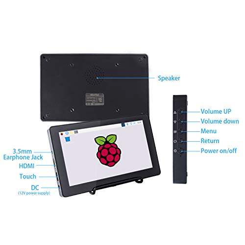 Sunfounder Raspberry Pi Touchscreen 7 Inch Capacitive Screen Ips Monitor Lcd Display Supports Hdmi Usb-C For Raspberry Pi 4B 3B+ 2 Model B Windows With Bracket #TOP2