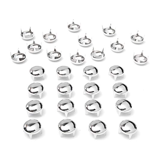 200pcs Nailheads Round Dome Studs Rivet Metal Punk Spikes Spots for Punk Rock Leather Craft Clothes Belt Bag Shoes Decorations (10mm) (Silver)