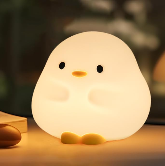 Cute Duck Night Light for Kids,Duck Squishy Lamp for Girls,Super Cute & Soft Touch Silicone Lamp for Bedrooms Nursery,Unique Kids Room Decor Gift Toy for Boys Girls Women(2 Levels)