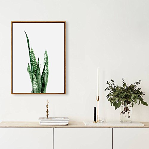 Botanical Green Succulent Plant Canvas Framed Wall Art Tropical Leaf Wall Decor Boho Simple Aesthetic Artwork Poster Prints Painting Ready To Hang Living Room Office Bedroom Decoration 1 Set 13" X 17" #TOP1