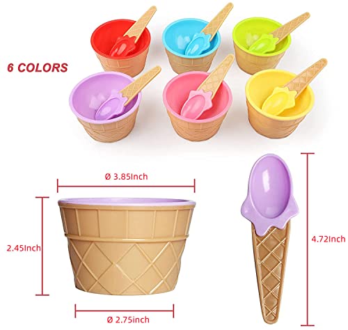Cartoon Candy Color Ice Cream Bowl With Spoon- Ice Cream Bowls For Kids Set Candy Colored Cute Dessert Bowls For Summer Holiday Parties, Gifts For Children Ice Cream Cups #TOP1