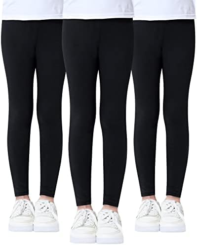 Domee Mädchen Leggings Lang Hosen Baumwoll Einfarbig 3er-Pack