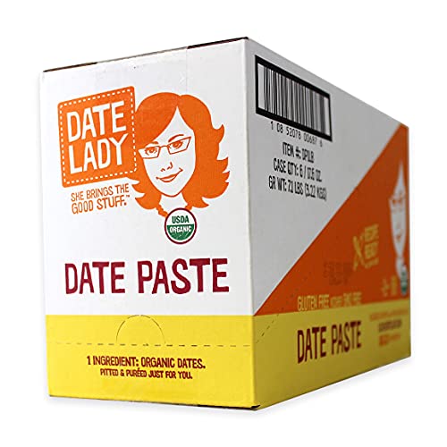 Date Lady Organic Date Paste 17.6oz (6 pack) | 1 Ingredient: 100% Organic Dates | Vegan, Paleo, non-GMO, Gluten-Free & Kosher | No Added Sugar | Substitute for Sugar in Baking