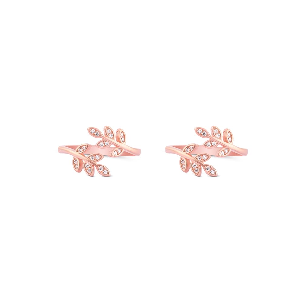 touch925 Rose Gold Finish Adjustable Silver Toe Rings with Sparkling Leaf Vine Design | Open Band Foot Jewelry for Women & Girls | Stylish Nature Inspired Toe Accessories for Weddings, Gifting, Festivals & Everyday Elegance-picture-18