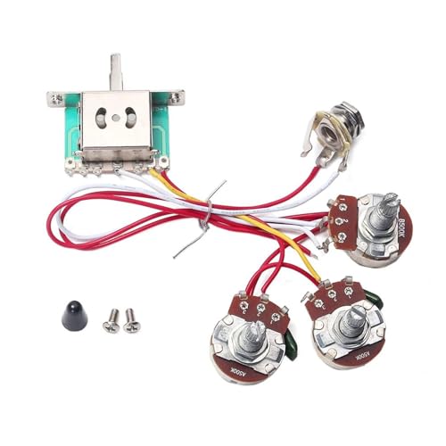 エレキギター用配線ハーネス ギターハーネス 1ボリューム 2トーン ポテンショメータジャック 500K 5ウェイトグルスイッチ