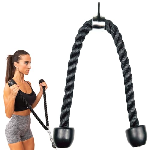 MuscleForge Corde Triceps Musculation 120 cm – Extra-Longue Corde Musculation Poulie Longue pour Cable Machine – Accessoire Fitness Biceps Épaules –...