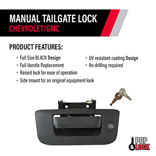 Pop & Lock Pl1310 Black Manual Tailgate Lock For Chevy/Gmc (New Body) #TOP2