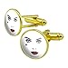 GRAPHICS & MORE Birds of Prey Harley Quinn Red Lips Round Cufflink Set Gold Color