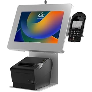 Anti-Theft Kiosk Stand – Point of Sale Station with Credit Card Reader Slot & Printer Slot for iPad 11 (A16) - Pro 11-inch M4 - Air 11-inch M3- iPad 10th Gen - Galaxy Tab & More Tablets