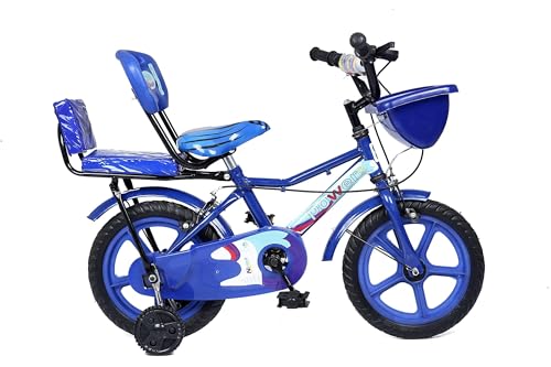 Image of NORMAN JR - Double Seat Collection Kids Bike Bicycle for Toddlers and Kids 14 Inch Fully Adjustable with Back Seat & Support for Boys and Girls Cycle for 2 to 5 Year- Indigo Blue