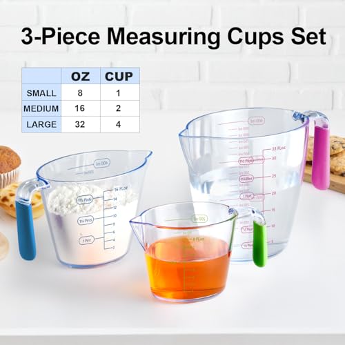 Juego de 3 Vasos Medidores Plásticos Apilables con Asa y Pico Anti-goteo miniatura 2