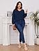 TFSDOD Plus Size Blouses for Women 2X Birthday Shirts Puffy Sleeves Tops V Neck Pullover Basic Loose Fitting Casual T Shirt Navy Blue 3XL