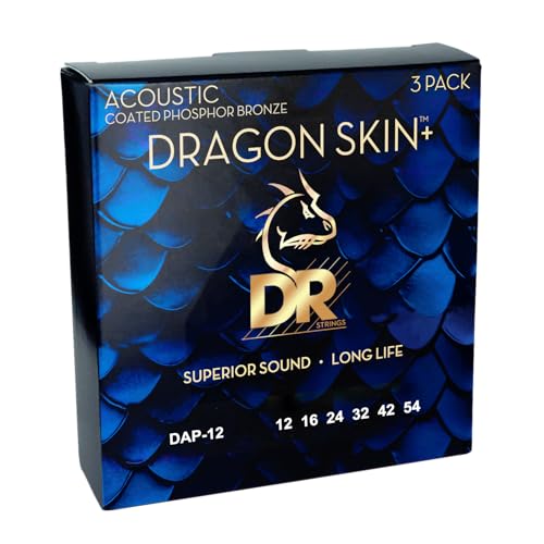 Cordes guitare acoustique DR Dragon Skin+ anti-oxydation longue durée bronze 12-54