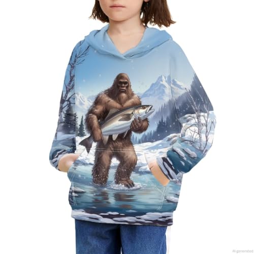 Image of WELLFLYHOM Boys Hooded Sweatshirts Hoodie Pullover Cool Graphic Crewneck Blouses Size 6-16
