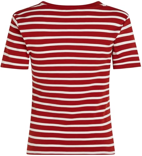 Tommy Hilfiger Damen New Slim Cody V-nk Ss Ww0ww40584 Kurzarm Strickoberteile, Rot (Breton STP/Dark Magma/Ecru), XS – Ansicht 6