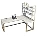 L-shaped desk Białe Domowe Biurko Komputerowe, Biurko Narożne Z Półką Na Biurko, Blat Sosnowy, Metalowe Nogi Stołu (Size : 180cm x 120cm x 75cm)