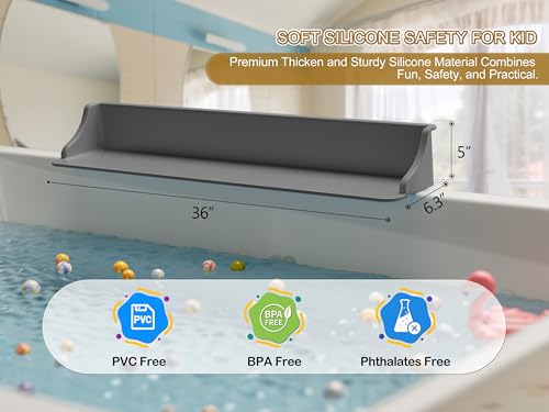 Cushore 3-Ft Bathtub Splash Guard PlayPad with Strong Suction Cups, Toy Tray Caddy Holder Storage, No-Leak, Mess-Free Bath Time for Kids, Grey by Cushore - Used condition - Image 5
