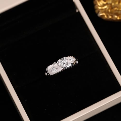 Heart-Shaped Certified D-Grade Moissanite Ring for Women, Celestial Shooting Star Design, 925 Sterling Silver with 18K White Gold Plating, Statement Gift for Anniversary or Birthday2