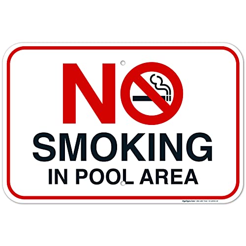 Señal No Fumar en Área de Piscina 12x18 Pulgadas miniatura 1