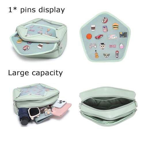Image of Star PU Ita Crossbody Y2K Aesthetic Clear Pin Window Kawaii Anime Purse | Star Design For Cosplay, Meetups & Daily Y2K Outfits