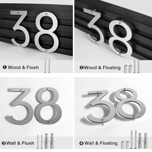 5 Inch Address Numbers 4 - Easy Installation With Screw Set, Includes Hardware for Flush or Floating Mount, Silver Acrylic Address Mailbox Numbers for Door, Exterior, Porch - Thumbnail 4