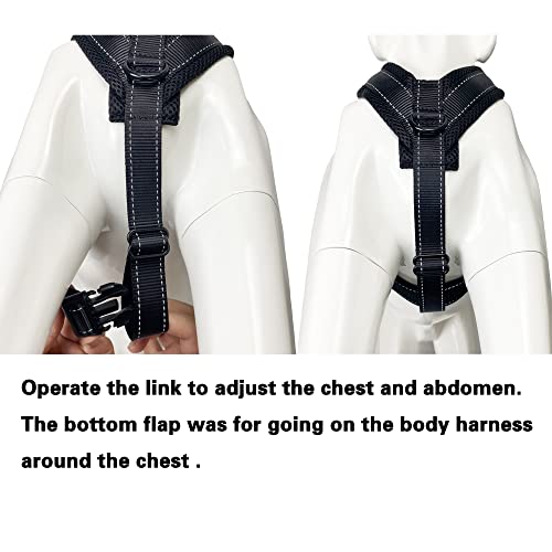 Dog Harness For Large Dogs No Pull, Pet Adjustable Reflective Breathable Outdoor Vest Comfortable Nylon Material Front/Back Leash Clips Working Dog Vest With Handle (Black, Xl (Girth 31"-38")) #TOP2