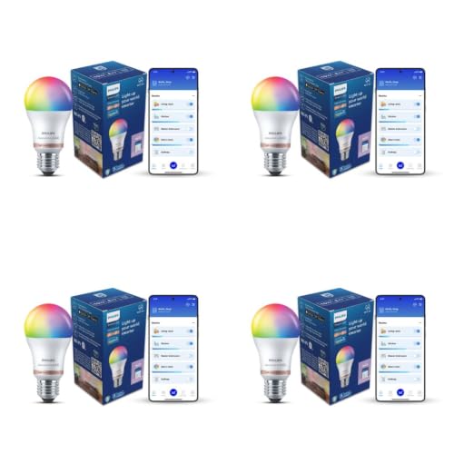 Image of Philips Wiz Smart WI-Fi LED Bulb E27 10-Watt, 16 Million Colors, Compatible with Amazon Alexa and Google Assistant- (Pack of 4)