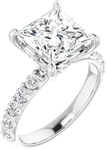 2-4CT Princess Cut VVS1 Colorless Moissanite Engagement Ring Set Wedding Bridal Ring Set, Sterling Silver Anniversary Promise Ring Gift for Her2